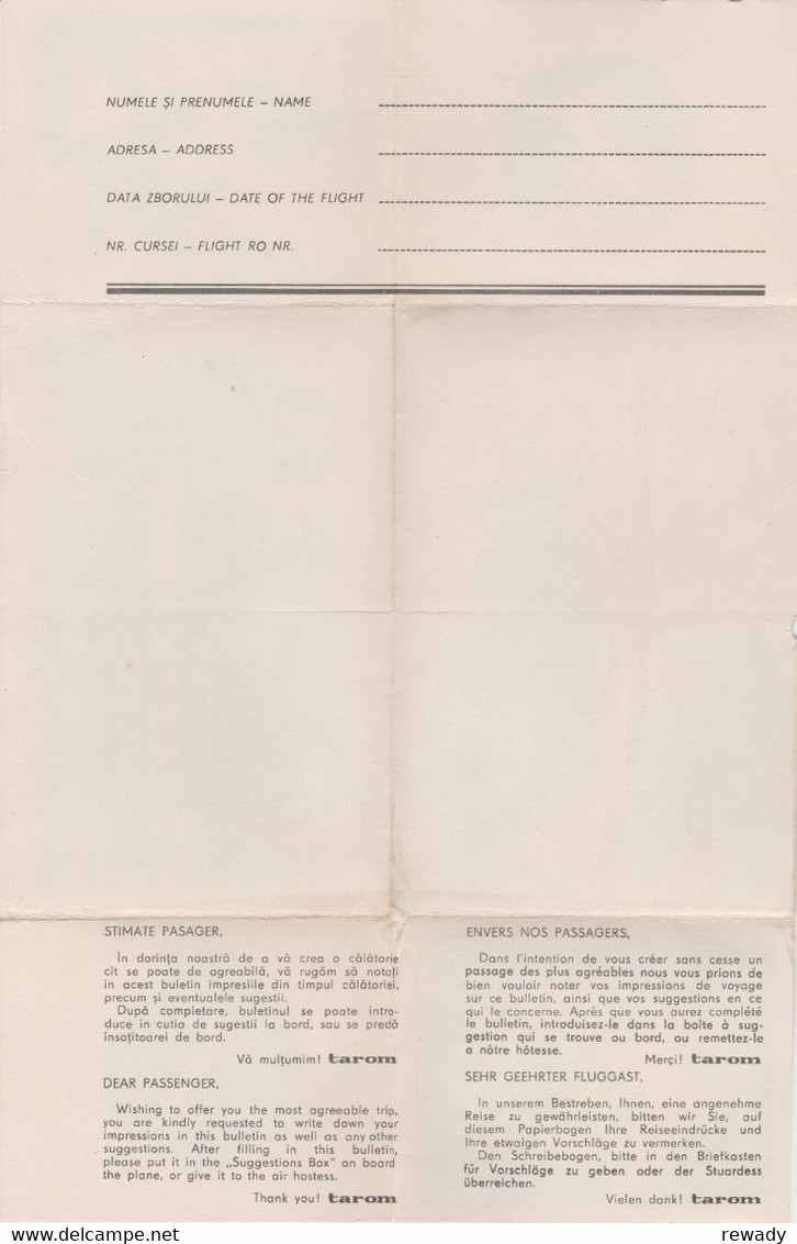 Lot TAROM (Otopeni Bucuresti) - 50 ani (1920-1970) / mapa / harta / carte postala / plic bilet