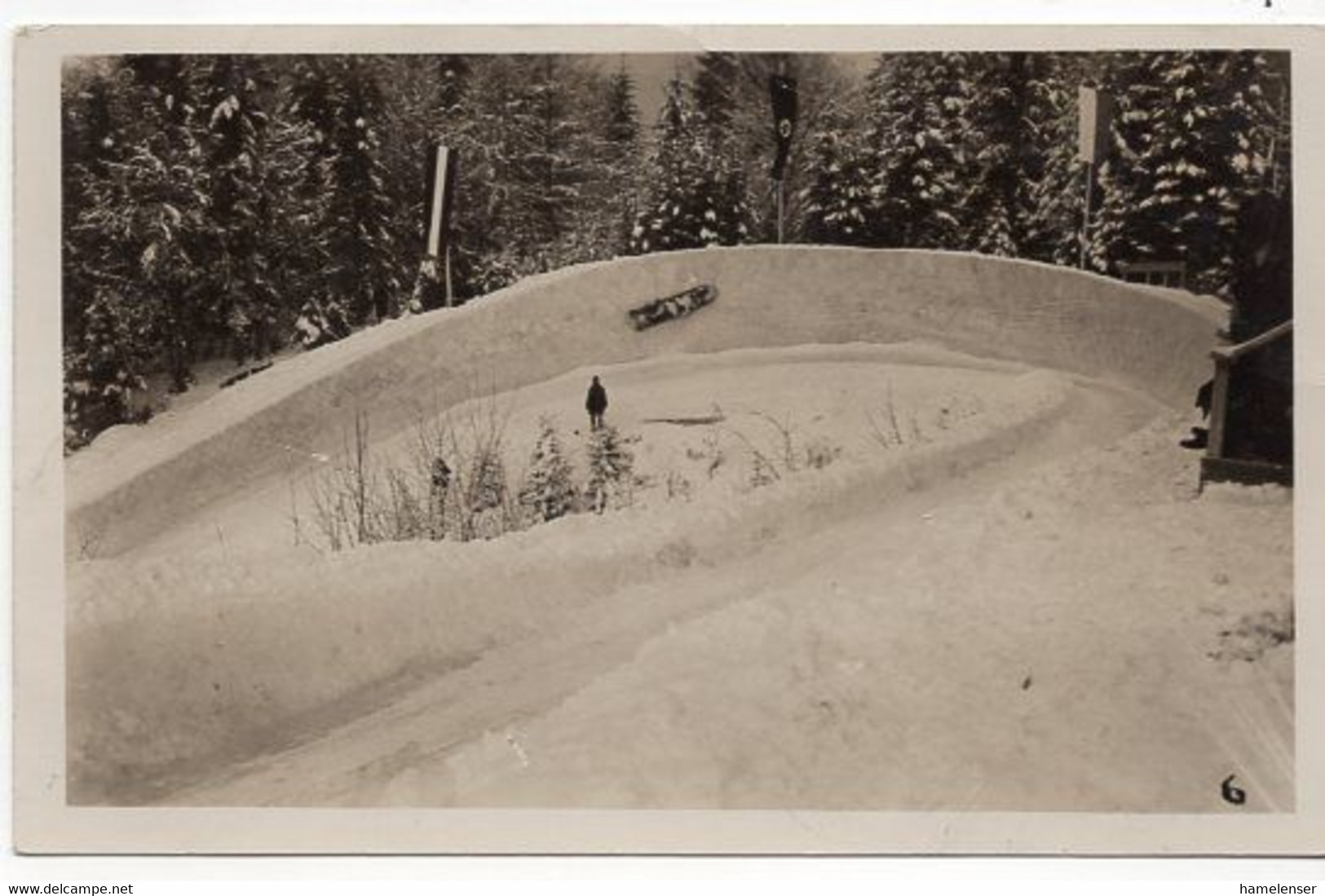 52568 - Deutsches Reich - 1934 - 6Pfg Hindenburg EF A AnsKte GARMISCH-PARTENKIRCHEN - WINTER-OLYMPIA 1936 ... -> Hessen - Invierno 1936: Garmisch-Partenkirchen