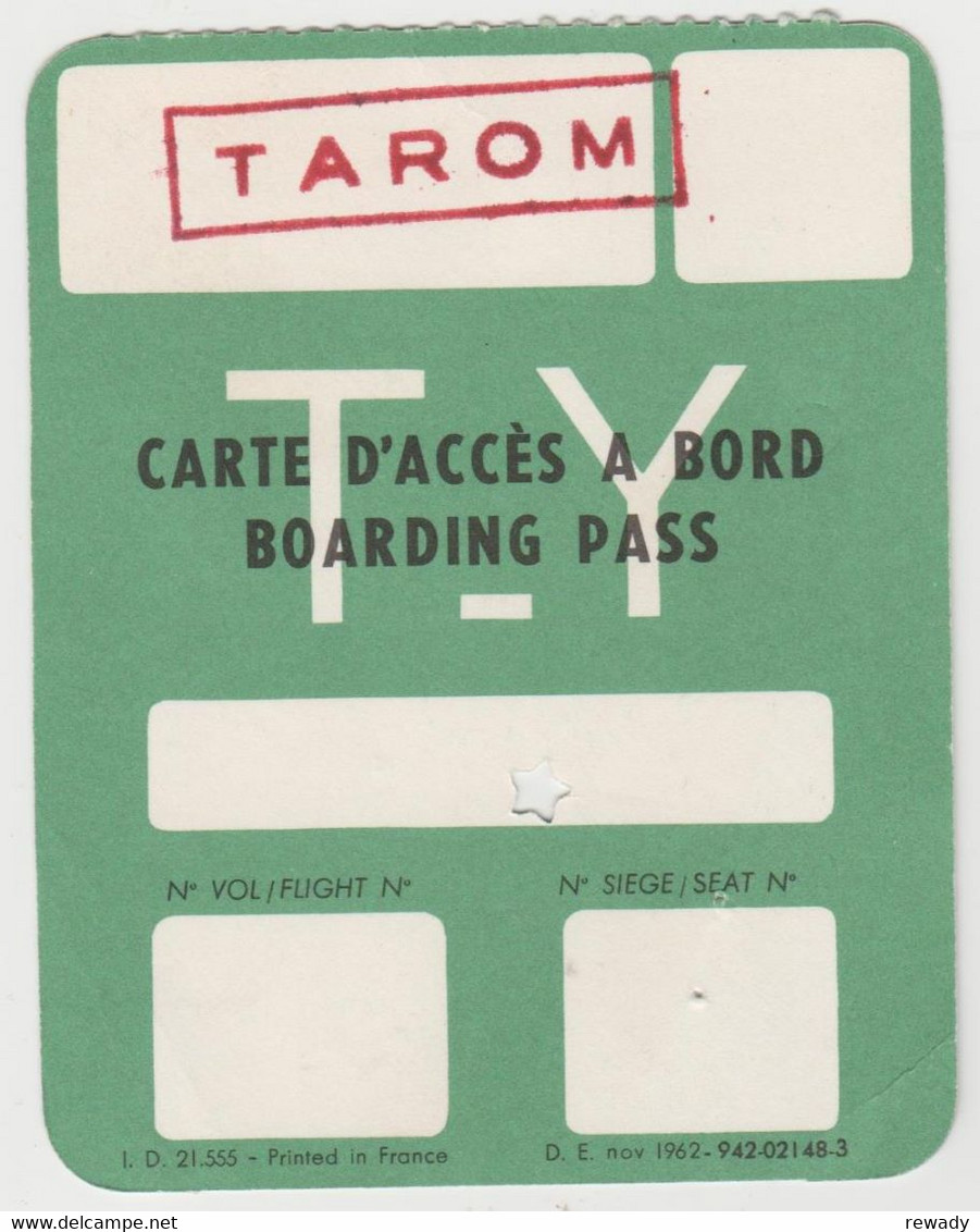 Lot TAROM (Otopeni Bucuresti) - Bilet transport auto / plic bilet avion / bilet de acces la bord / reclama HERTZ