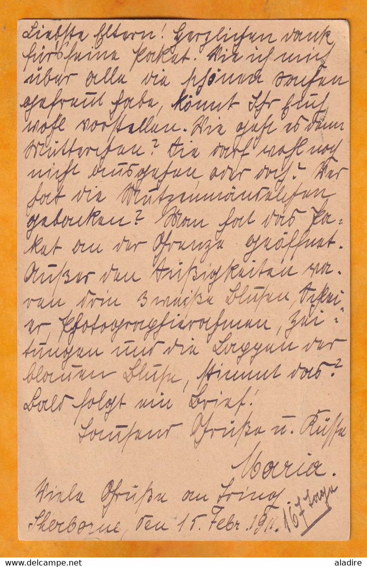 1911 - KEVII - One Penny Stationery PC From SHERBORNE, Dorset, England To KOLN, Cologne, Deutschland, Allemagne - Lettres & Documents