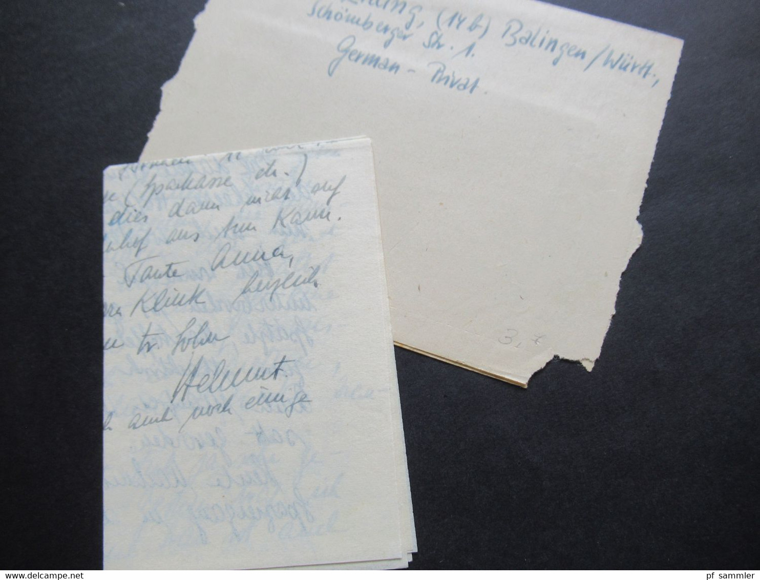 12.12.1946 Französische Zone Allgemeine Ausgabe MiF Mit 3 Marken Aufbrauch Von Feldpost Briefen Balingen - Calw - Algemene Uitgaven