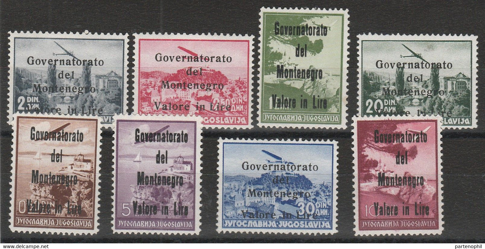 298 Montenegro  1942 - Francobolli Di Posta Aerea Di Jugoslavia Soprastampati N. 10/17. Cat. € 450,00. MH - Montenegro