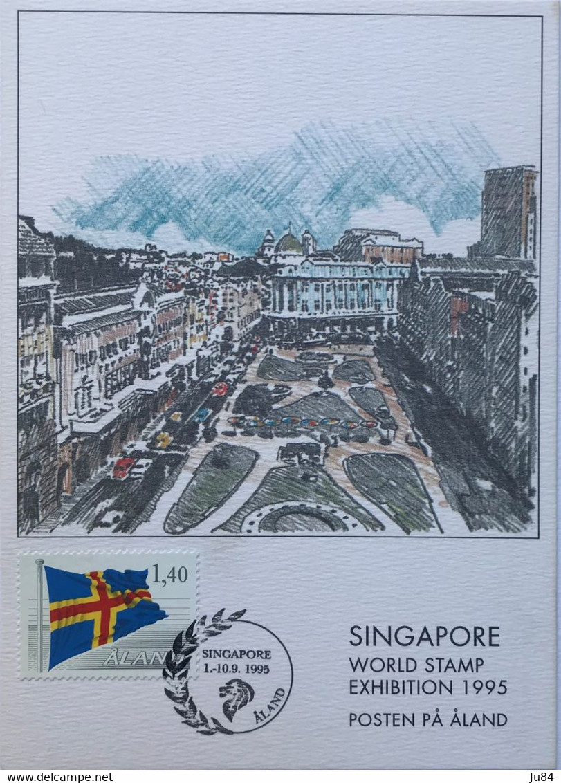 Finlande - Aland - 5 FDC - Carte Maximum - Helsingfors - London - Sindelfingen - Lathis - Singapore - 1995 - Cartes-maximum (CM)