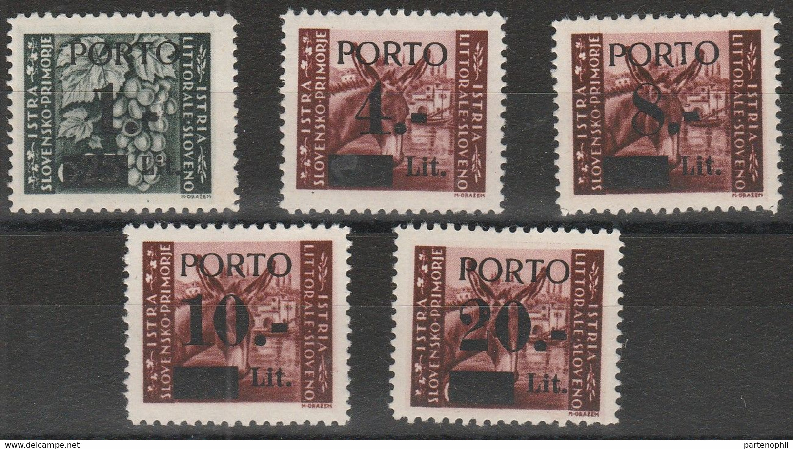 307 Istria E Litorale Sloveno  1946 - Francobolli, Soprastampati “PORTO” N. 8/13. Cat. € 250,00. SPL.MNH - Yugoslavian Occ.: Slovenian Shore