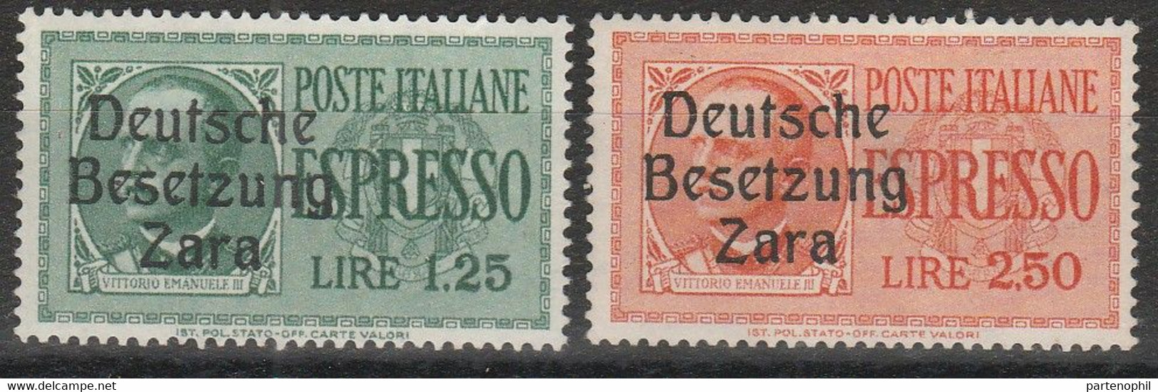 313 Zara  1943 - Espressi D’Italia Soprastampati N. 1/2. Cat. € 180,00. SPL. MH - Occ. Allemande: Zara