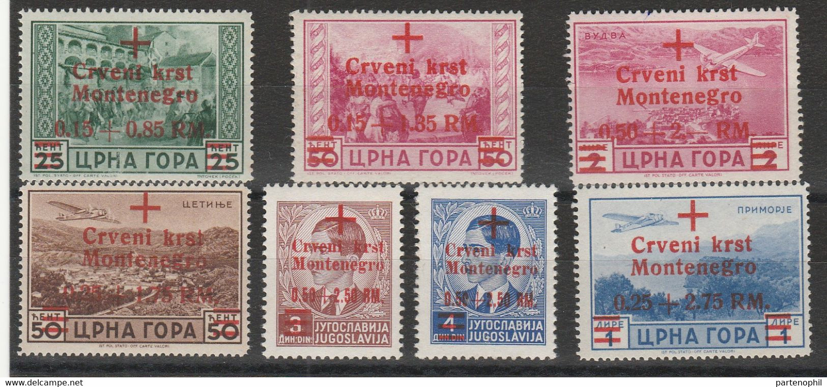 317 Montenegro Emissioni Di Cettigne  F.lli Di Montenegro Occupazione Italiana Soprastampati In Rosso In Lingua Serb MNH - Montenegro