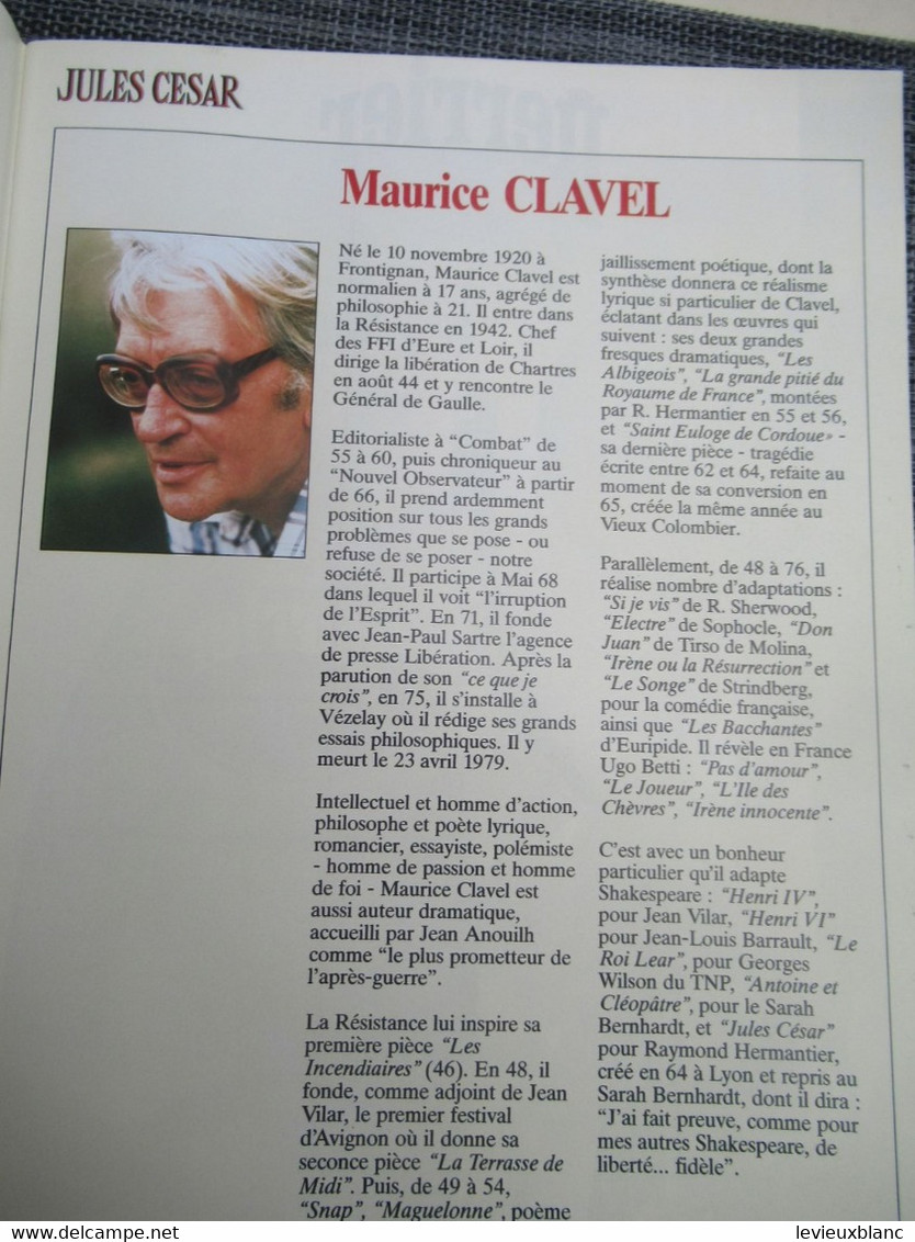 Grand programme /JULES CESAR / Palais des Sports/Robert HOSSEIN/Shakespeare/ Maurice CLAVEL / DECAUX//1985       PROG310