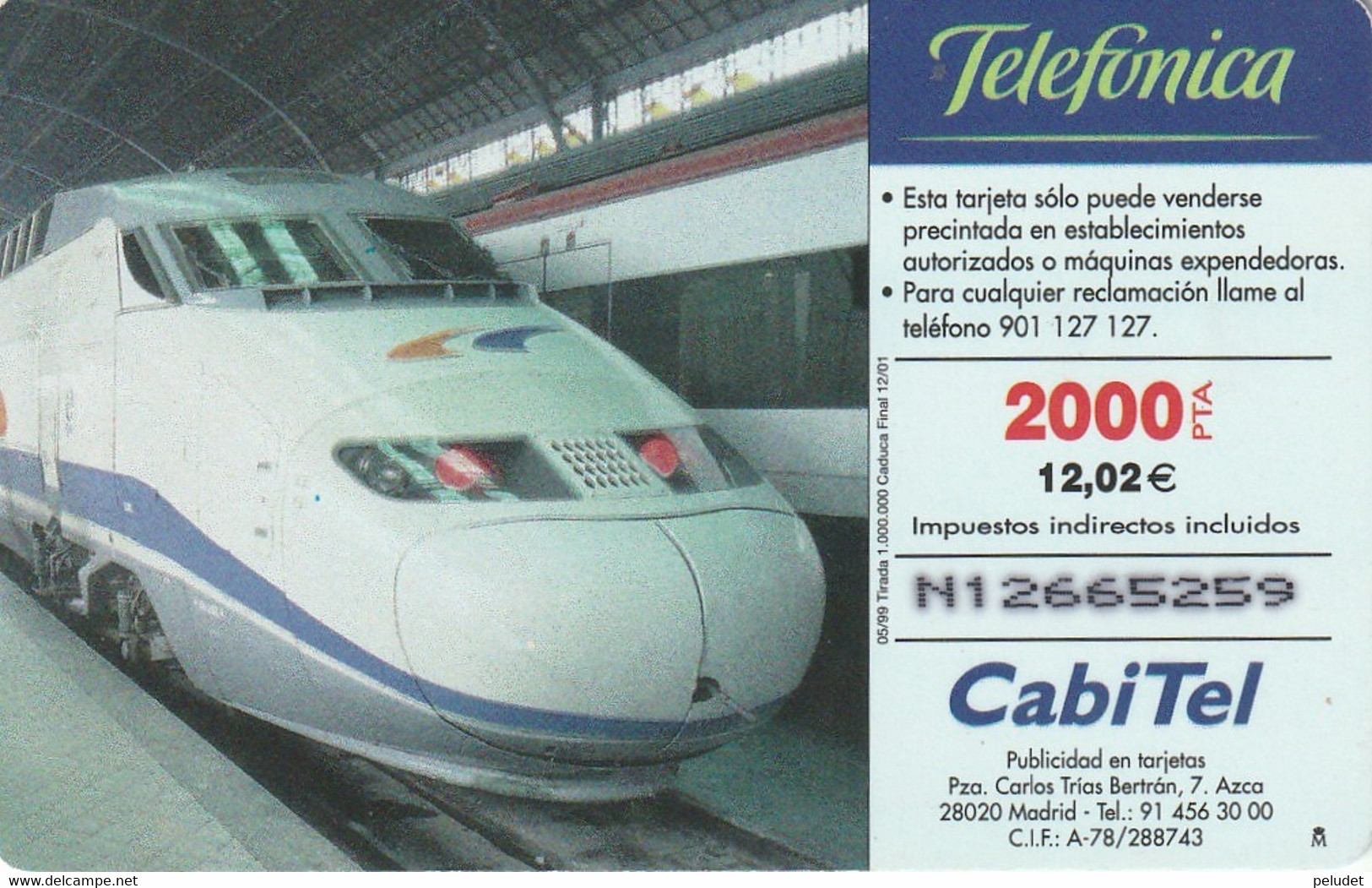 Spain, Espagne, Telefonica 2000+100 Pta Euromed - Autres & Non Classés