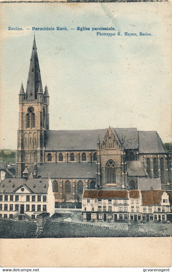 EEKLO  EECLOO  ==  PAROCHIALE KERK  - EGLISE PAROISSIALE   - KLEUR     2 SCANS - Eeklo