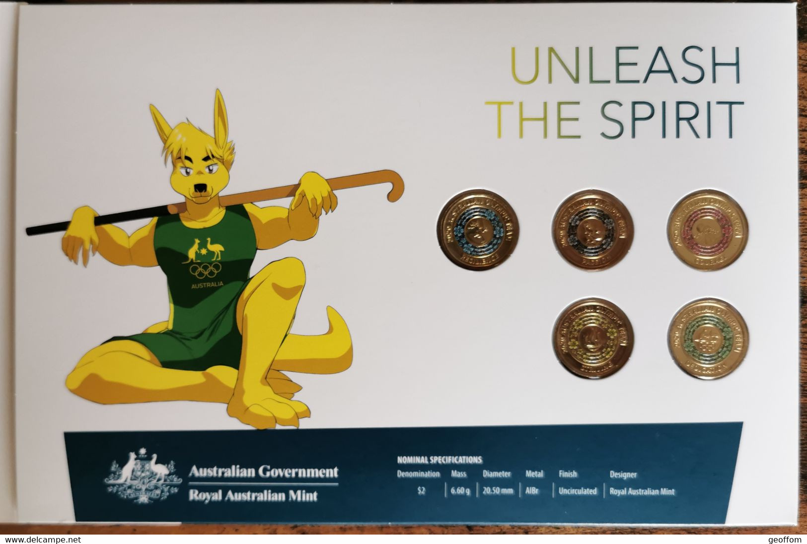 Coffret série 5 pièces 1 Dollar 2020 Australie - équipe olympique JO Tokyo