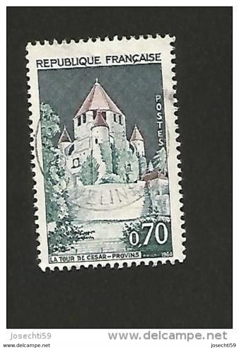 N° 1392A Provins - La Tour De César 1963  Oblitéré Timbre  France (décalage Vers Le Bas ) - Usati