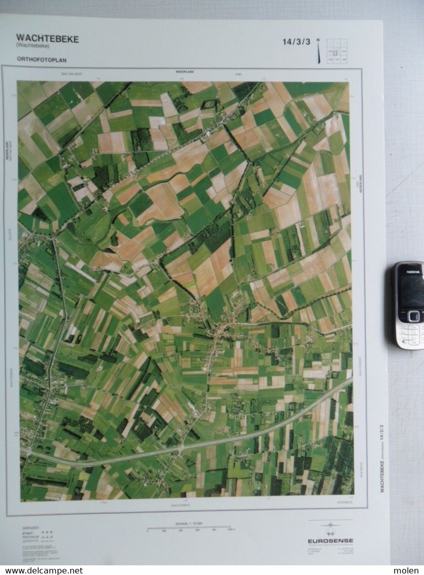 OVERSLAG WACHTEBEKE LANGELEDE In 1990 GROTE-LUCHT-FOTO 48x67cm 1/10.000 ORTHOFOTOPLAN Geschiedenis PHOTO AERIENNE R636 - Wachtebeke