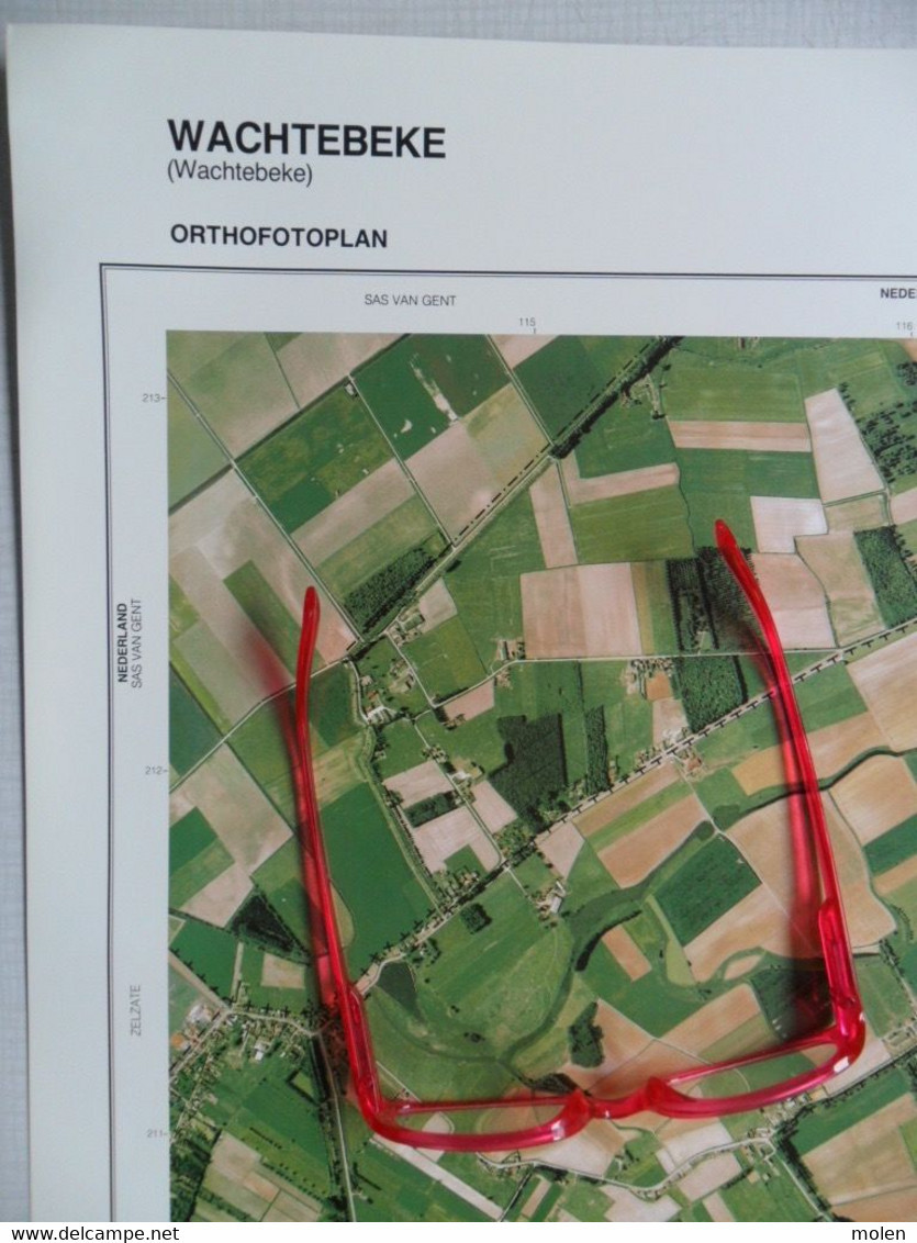 OVERSLAG WACHTEBEKE LANGELEDE In 1990 GROTE-LUCHT-FOTO 48x67cm 1/10.000 ORTHOFOTOPLAN Geschiedenis PHOTO AERIENNE R636 - Wachtebeke