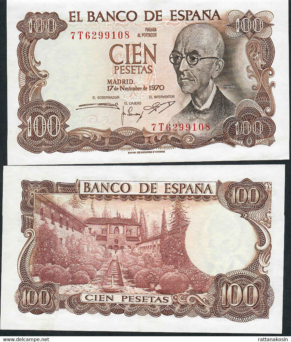 SPAIN P152a 100 PESETAS 17.11.1970 #7T   AU-UNC. - 100 Pesetas