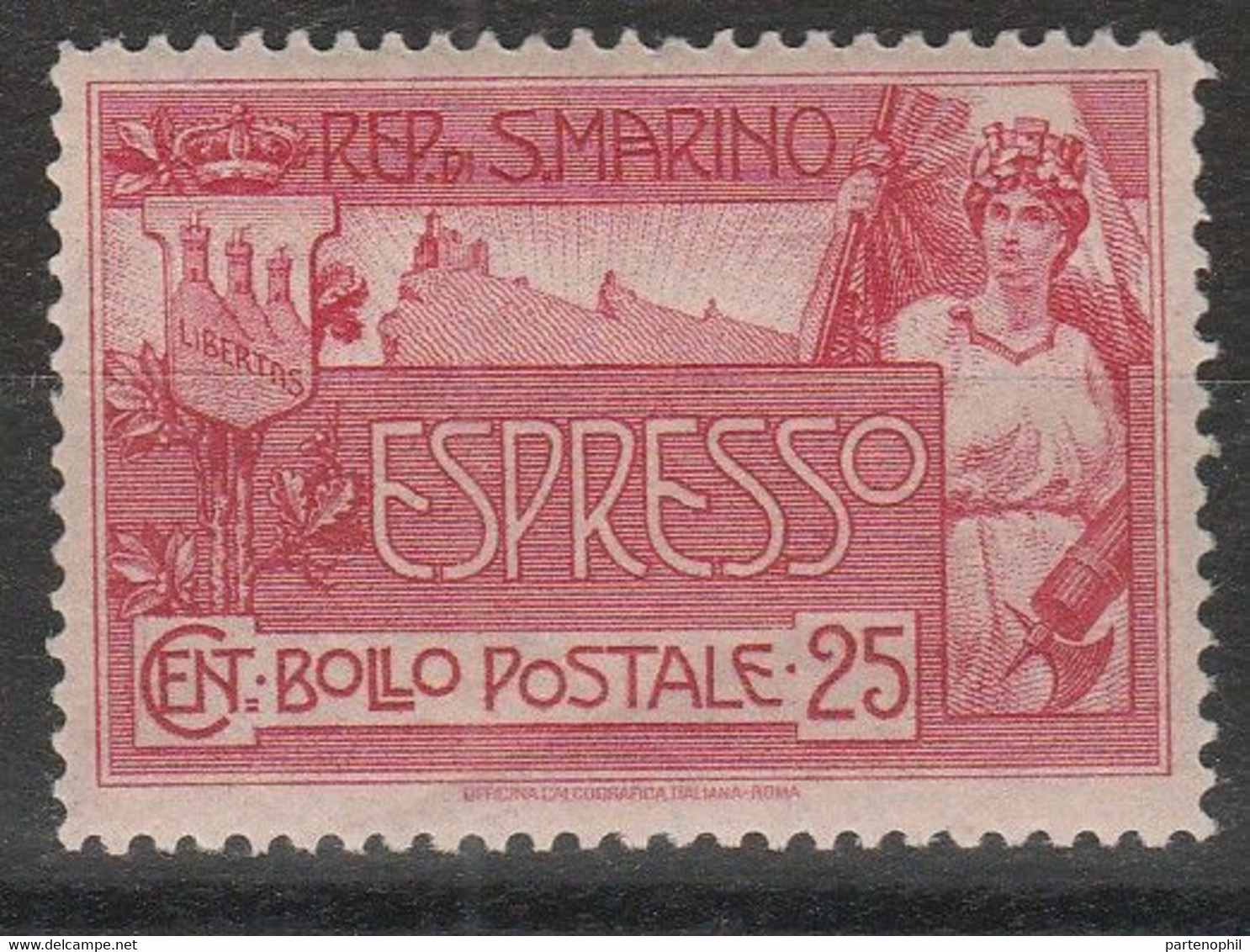 491 San Marino - Espressi  1907 - Allegoria E Veduta N. 1. Cat. € 150,00. MNH - Francobolli Per Espresso