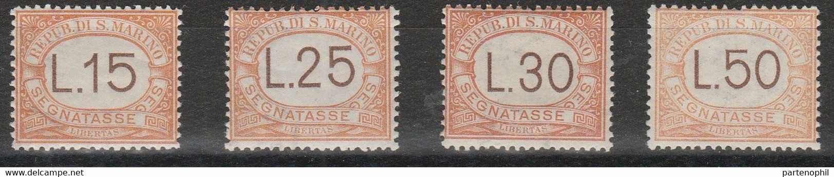 500 San Marino - Segnatasse  1927-28 - Cifra In Carattere Sottile Nuovo Valore N. 28/31. Cat. € 325,00. SPL MNH - Impuestos