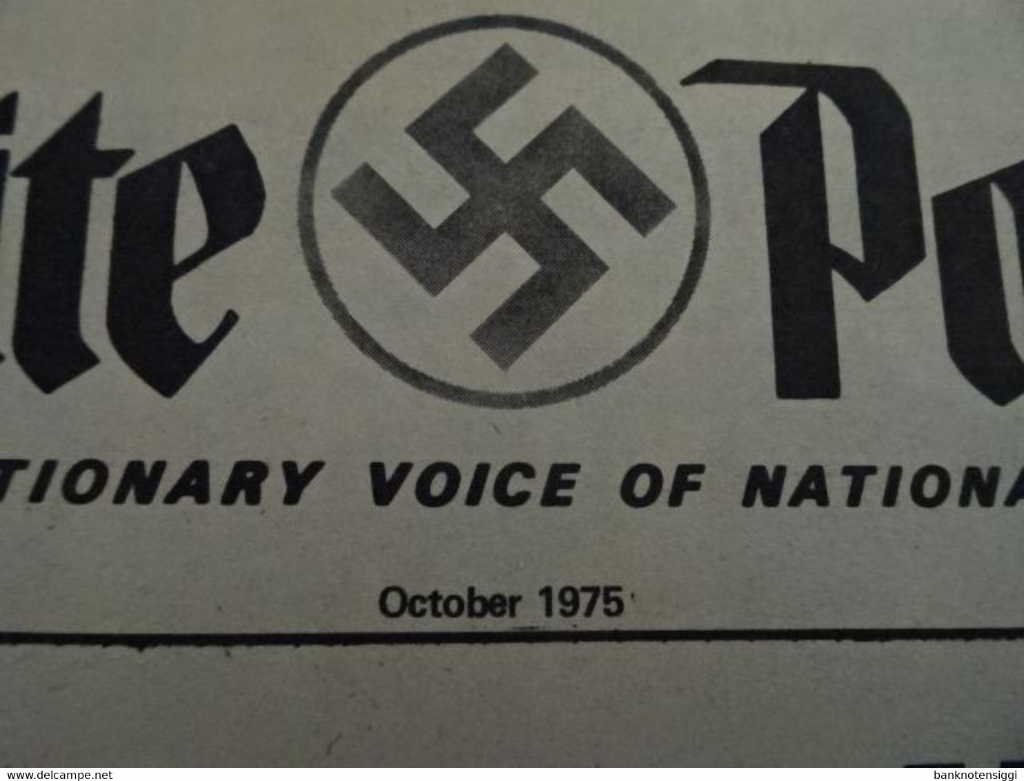 Zeitung"White Power"The Revolutionary Voice Of National Socialism Okt.1975 - Inglés