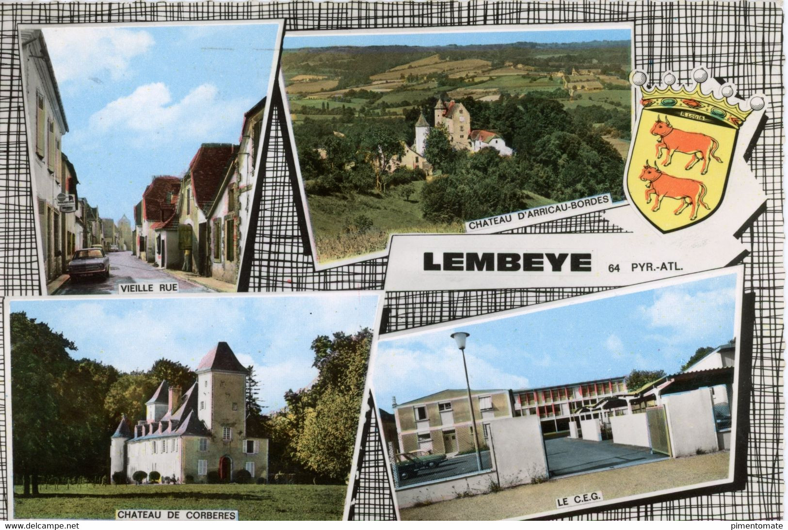 LEMBEYE VIEILLE RUE CHATEAU D'ARRICAU BORDES COLLEGE C.E.G. CHATEAU DE CORBERES 1972 - Lembeye