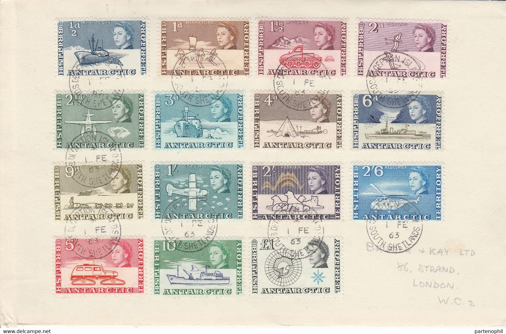 561 Antartico Britannico  FDC 1963 - Definitiva Elisabetta II, N. 1/15. SPL - FDC