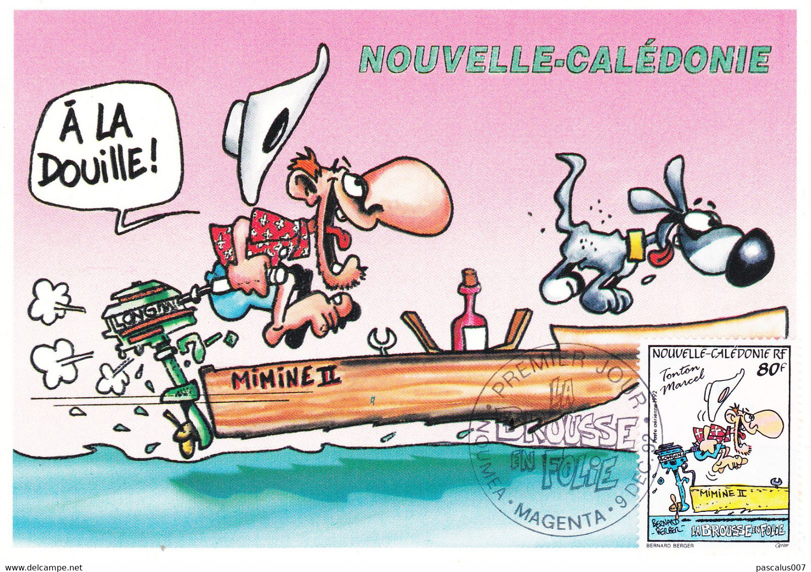 B01-398 Carte Maximum BD FDC Tonton Marcel Et Son Bateau Mimine II - Noumea Magenta 09-12-1992 - Cartes-maximum