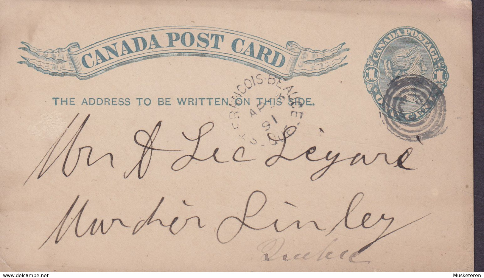 Canada Postal Stationery Ganzsache Entier Victoria ST. FRANCOIS BEAUCE Quebec 1891 (2 Scans) - 1860-1899 Regering Van Victoria