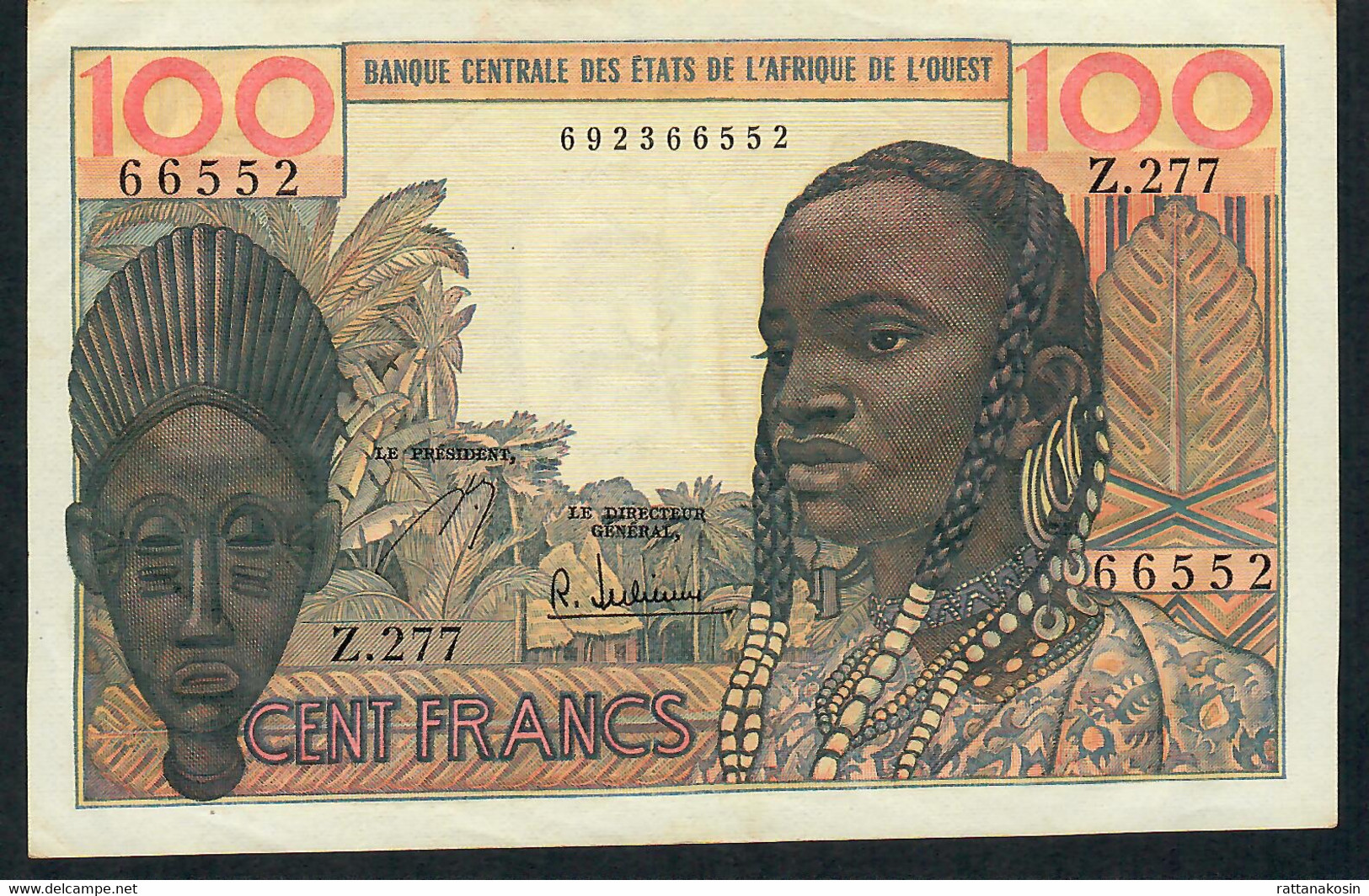 W.A.S. P2b 100 FRANCS  ND (1962) Signature 5 #Z.277  XF-AU (looks UNC. ! ) - États D'Afrique De L'Ouest