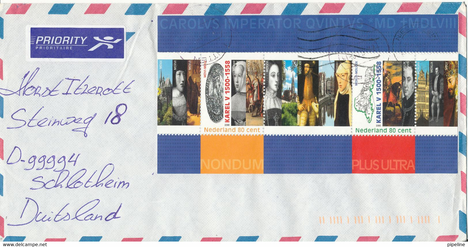Netherlands Air Mail Cover Sent To Germany 2000 Franked With Souvenir Sheet - Briefe U. Dokumente
