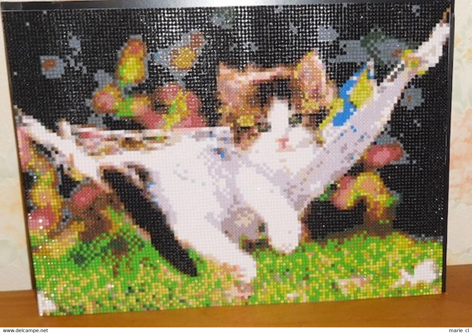 Tableau Perles ( Diamond Painting) : Chat Dans Hamac - Pearls