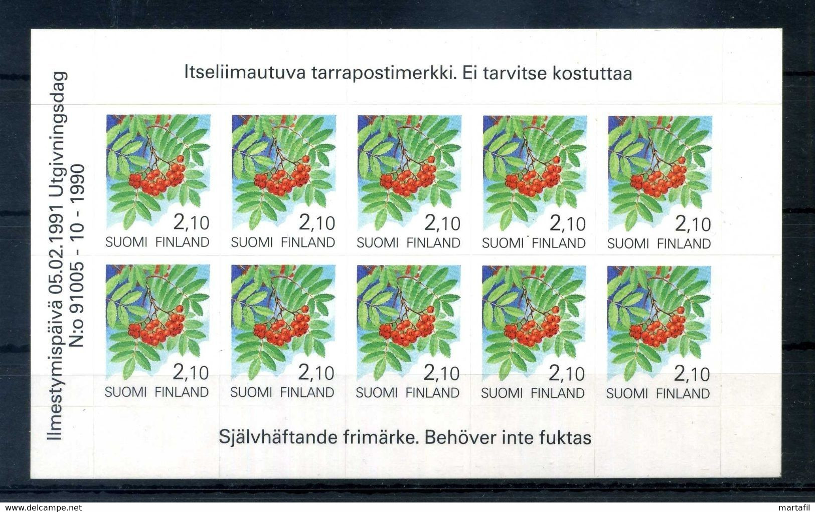 1990 FINLANDIA MINIFOGLIO MNH ** Plants Flora - Nuovi