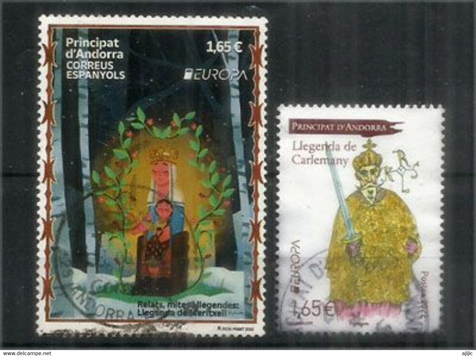 EUROPA 2022.ANDORRA.CHARLEMAGNE & NOTRE-DAME DE MERITXELL, Relatos, Mitos Y Leyendas,oblit.1 ère Qualité - Used Stamps