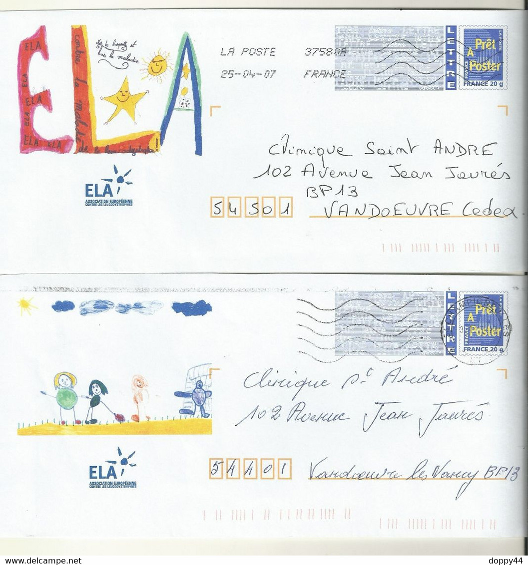 PAP REPIQUAGE ASSOCIATION ELA 2 ENVELOPPES DIFFERENTES. - Prêts-à-poster:Overprinting/Blue Logo