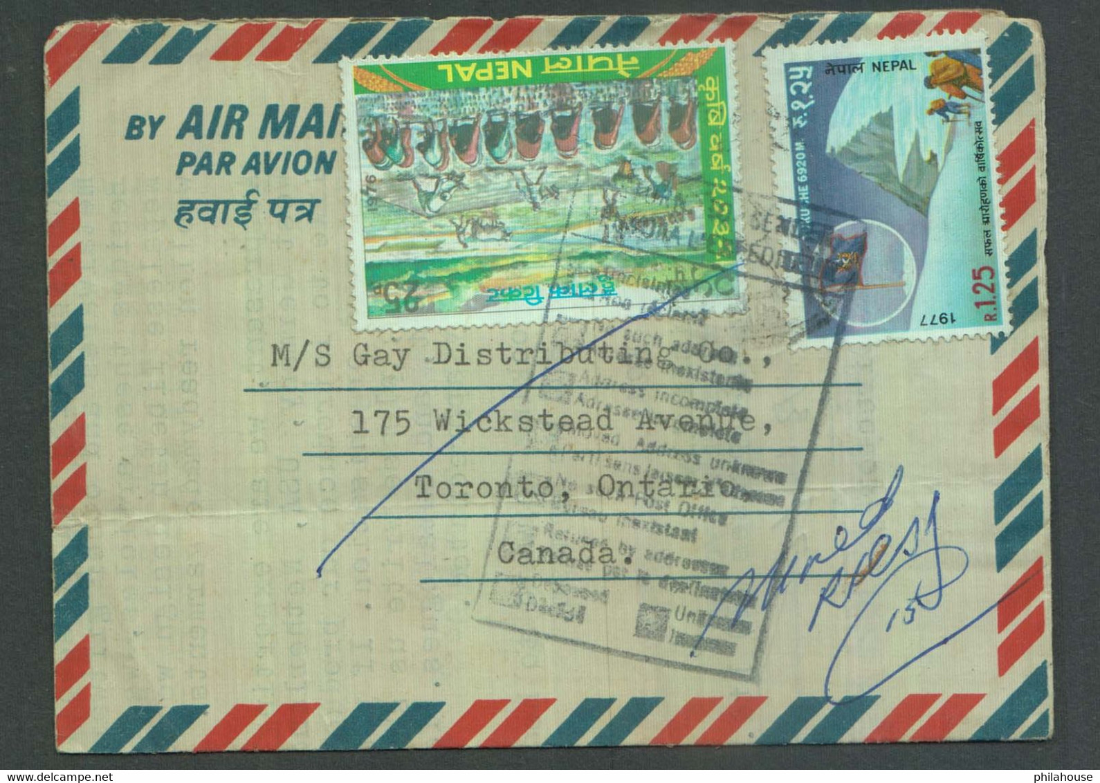 Nepal Aerogram To Canada Return To Sender - Népal