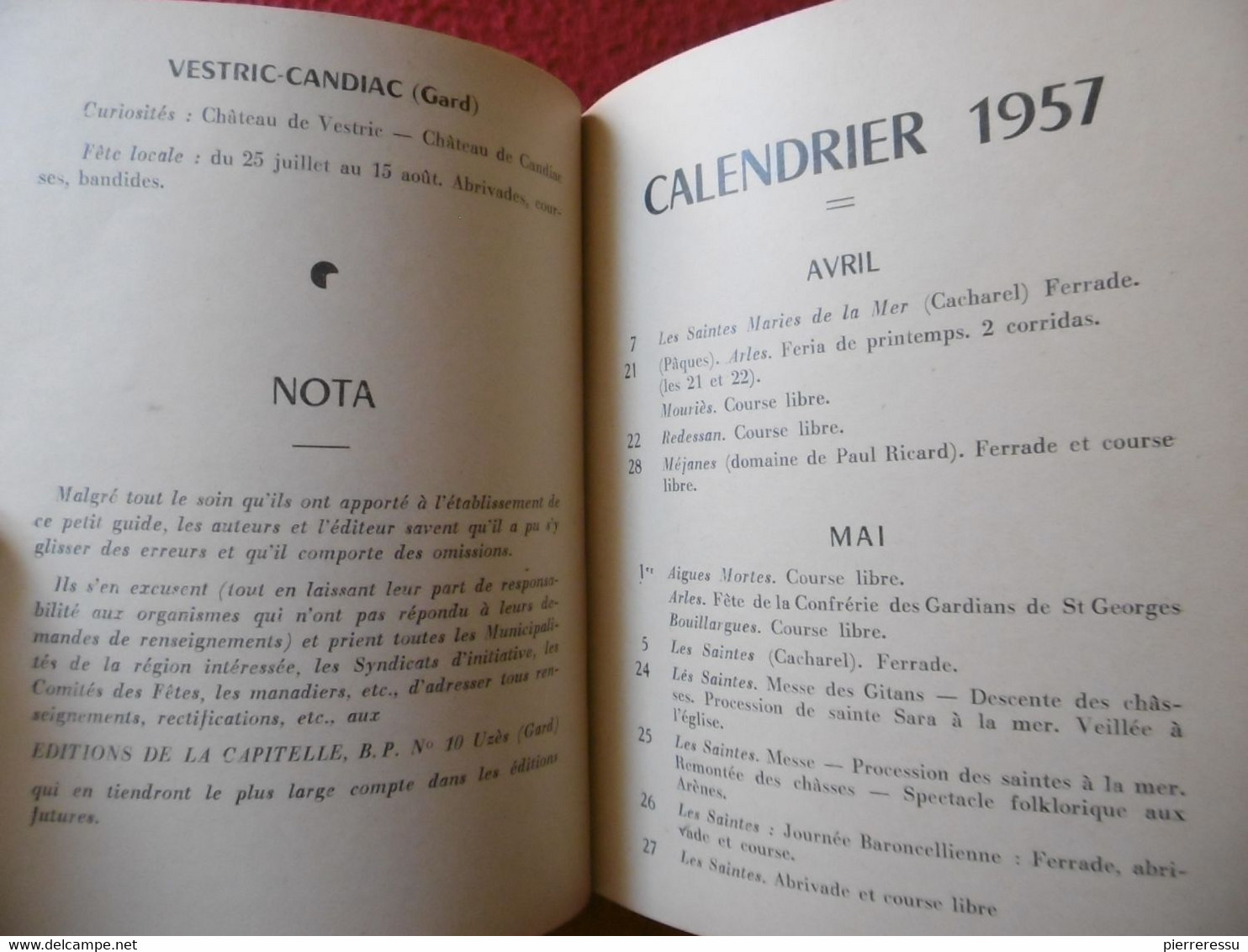 CAMARGUE GUIDE ET CALENDRIER 1957 ILLUSTRE PAR JEAN PROAL & DENYS COLOMB DE DAUNANT GARDIAN MANADE