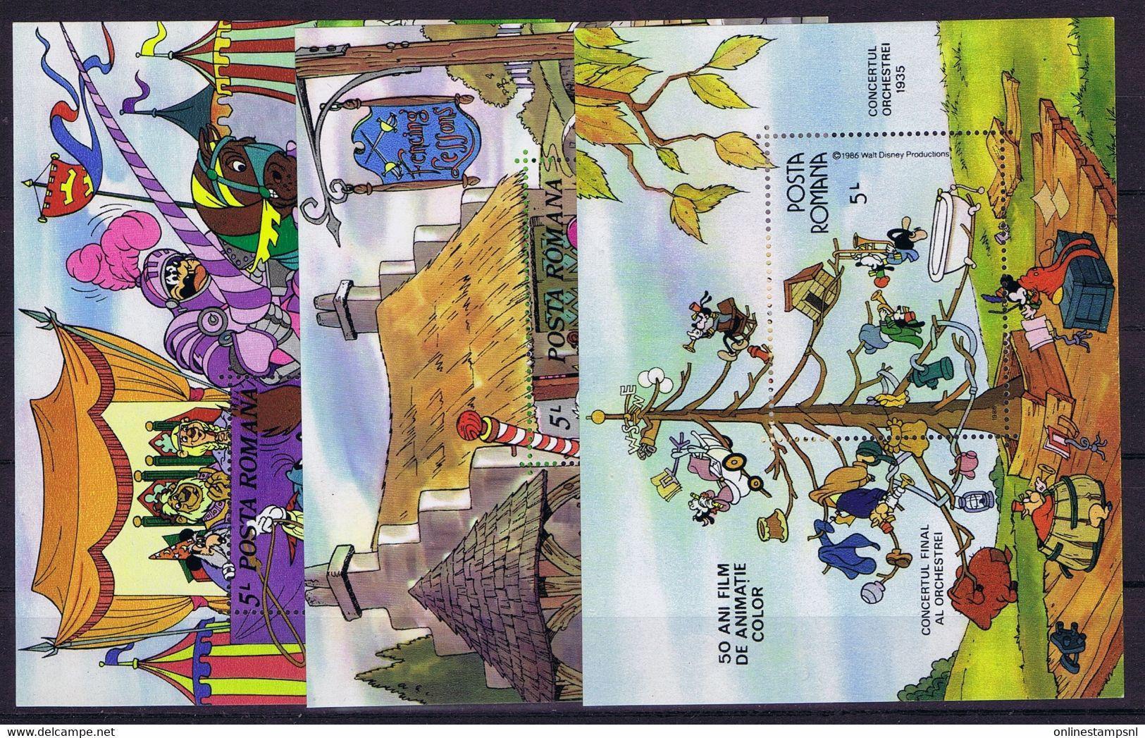 Romenia : Mi Bl 220 + 221 + 225  MNH / ** 1986  Disney - Blokken & Velletjes