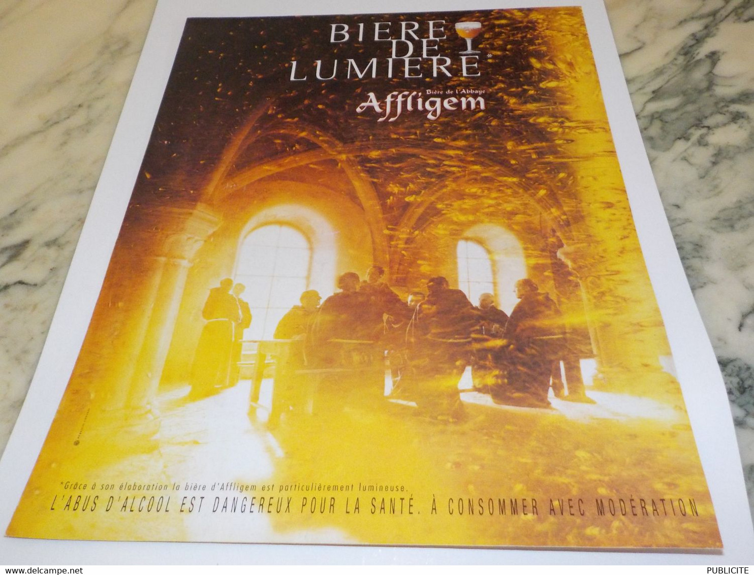 ANCIENNE PUBLICITE BIERE DE LUMIERE DE L ABBAYE AFFLIGEM  2003 - Alcools