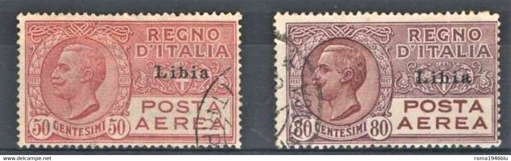 LIBIA 1928 POSTA AEREA SOP.TI "LIBIA"  SERIE CPL .USATA - Libia