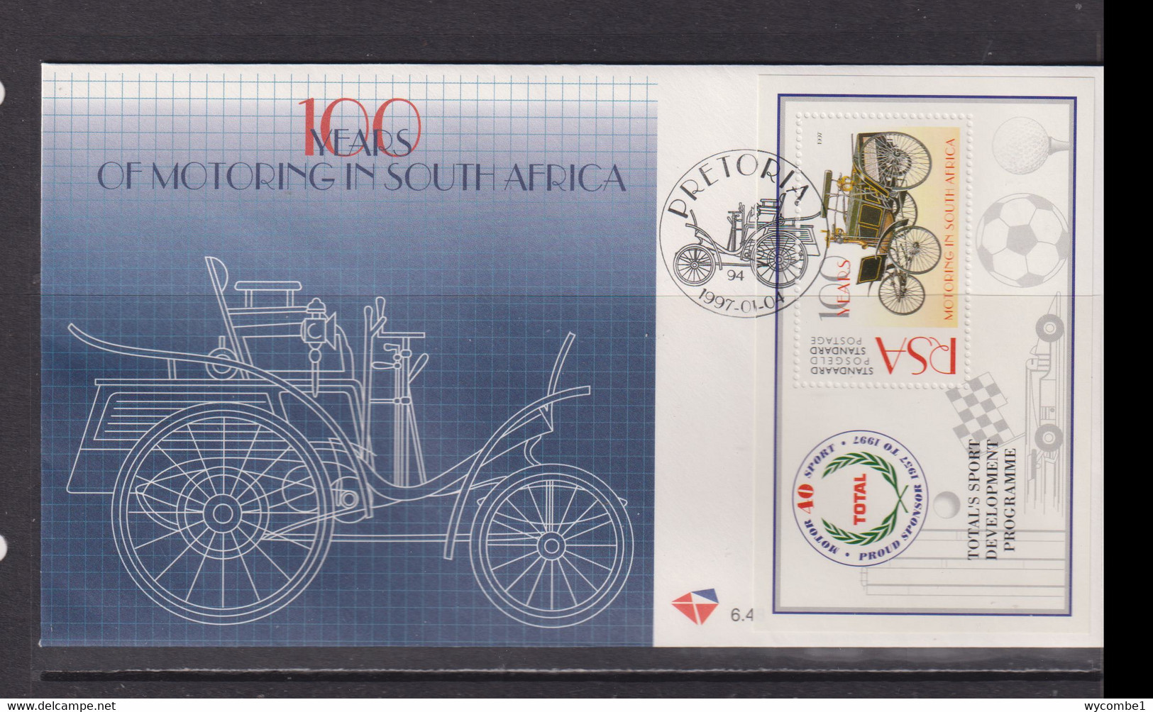 SOUTH AFRICA - 1997 Motoring Miniature Sheet FDC - Storia Postale