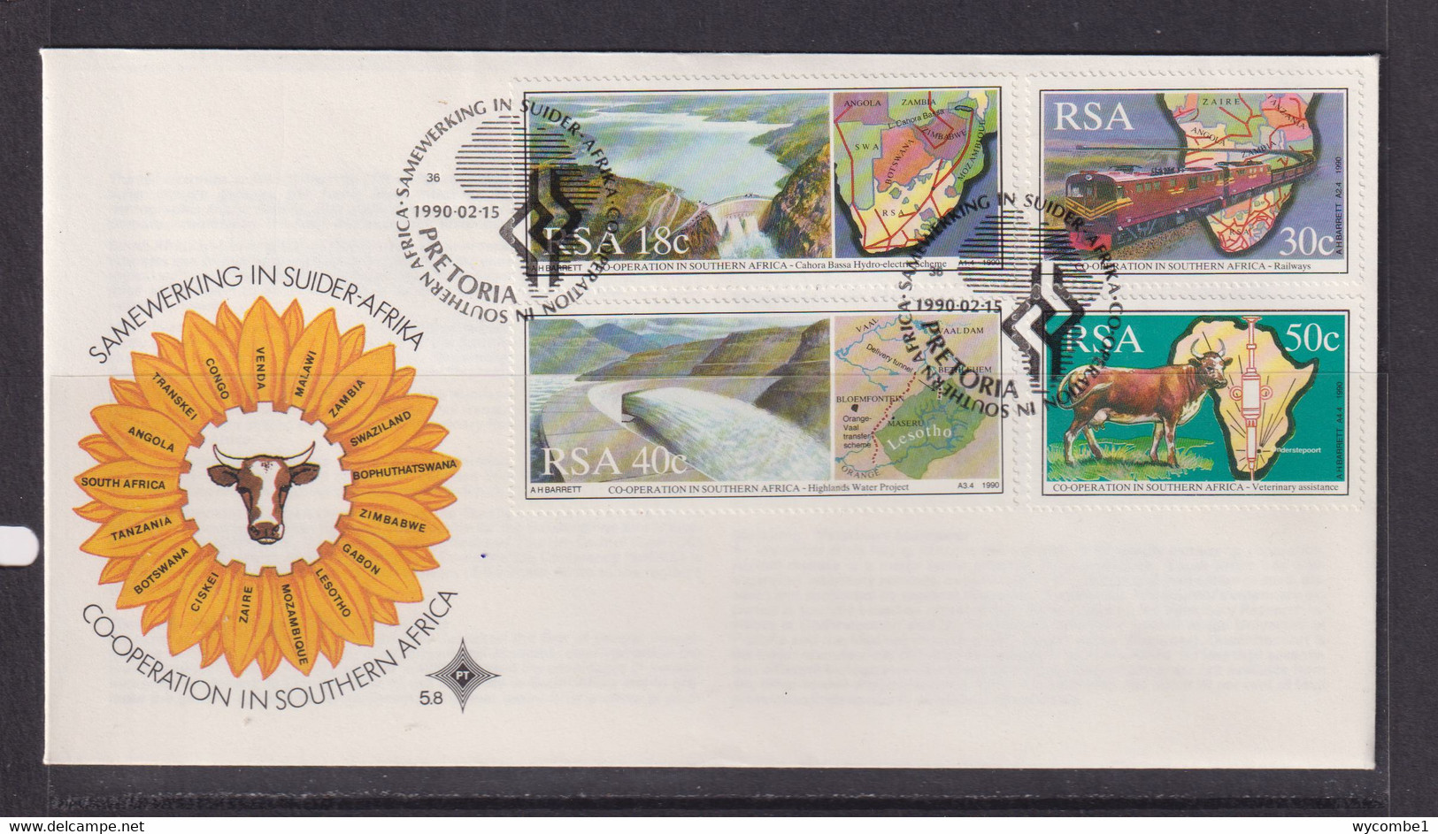 SOUTH AFRICA - 1990 Cooperation FDC - Brieven En Documenten