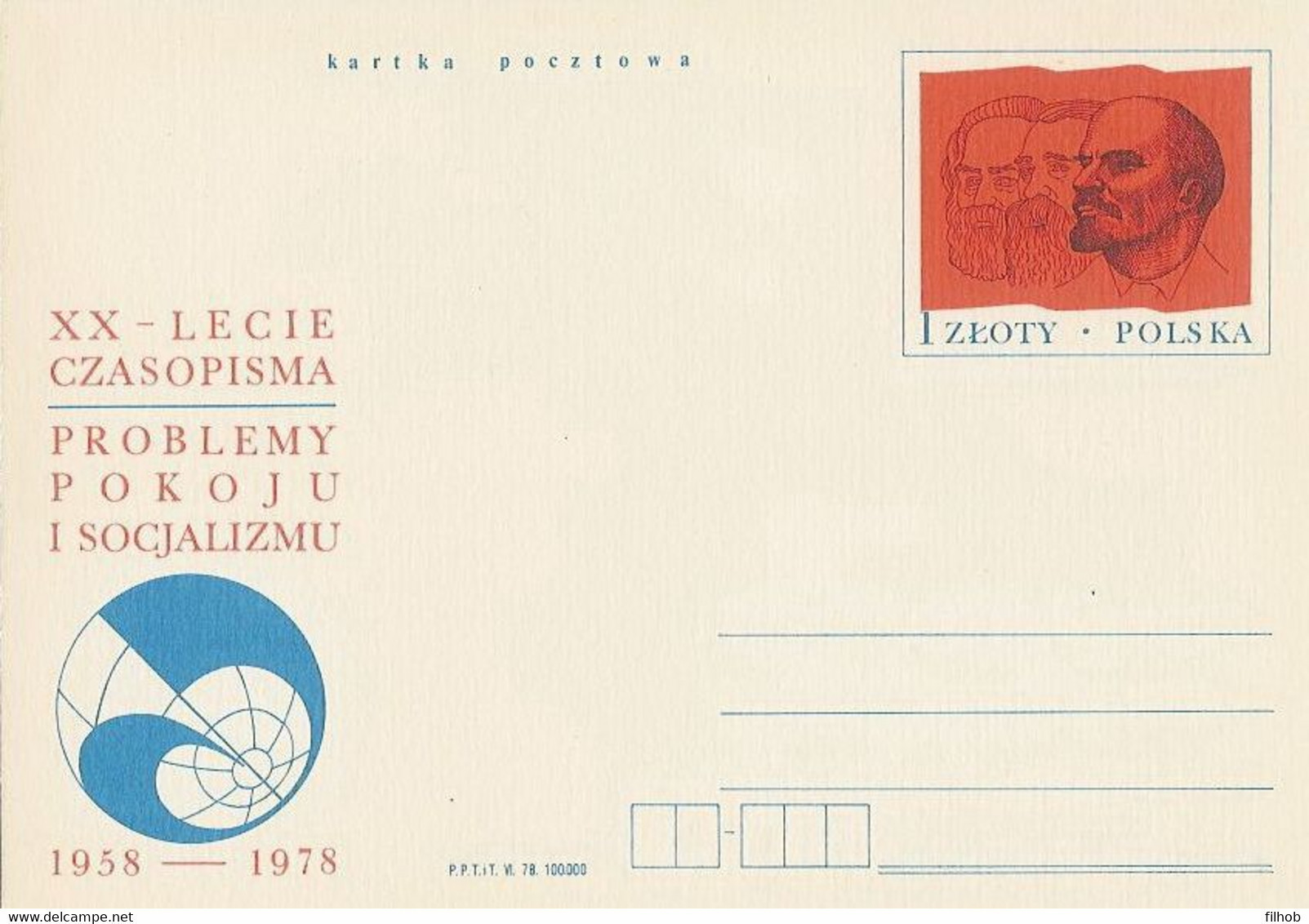 Poland Postcard Cp 706: Press Problems Of Peace And Socialism Lenin Marx Engels - Stamped Stationery