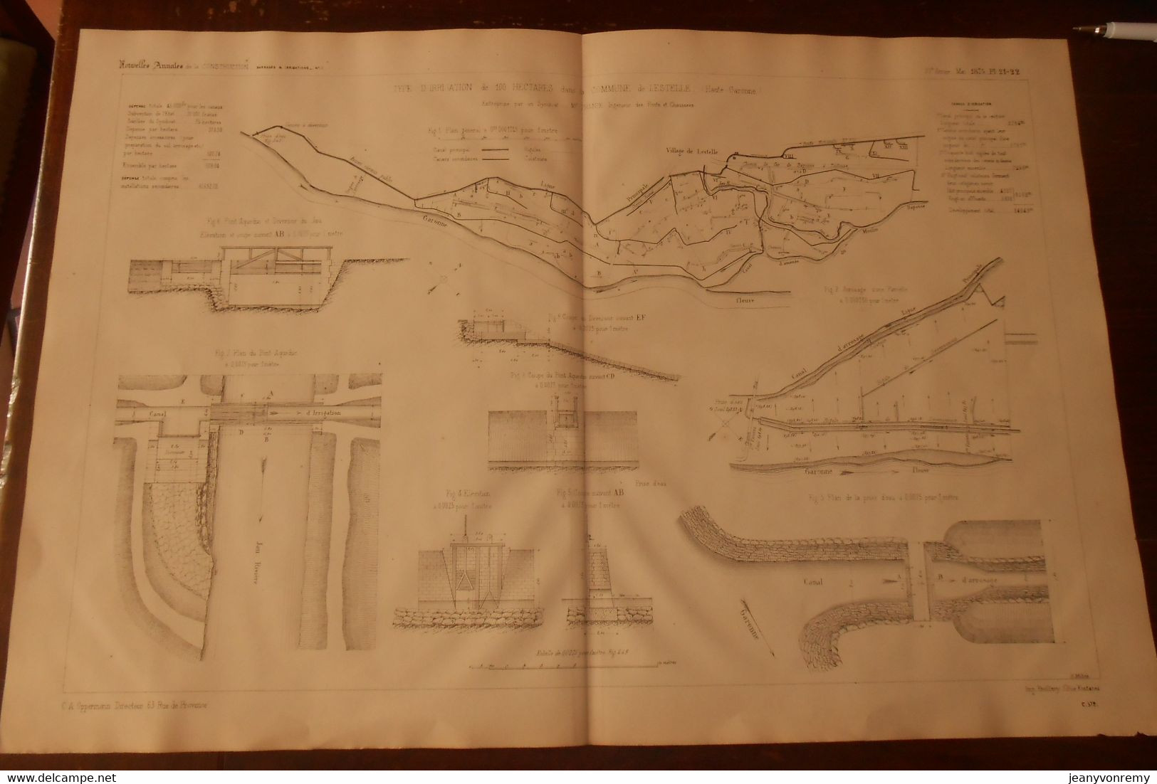 Plan D'un Type D'irrigation De 100 Hectares Dans La Commune De Lestelle En Haute Garonne.1875 - Travaux Publics