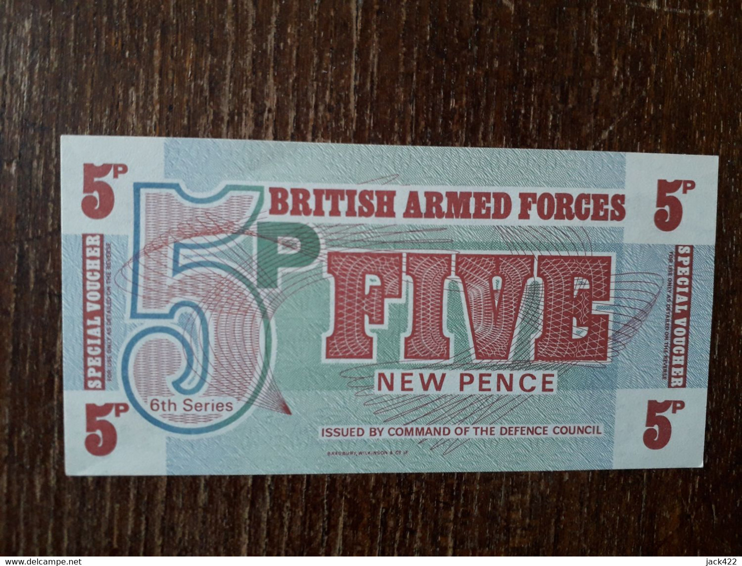 L39/60 BILLET 5 NEW PENCE . BRITISH ARMED FORCES - British Troepen & Speciale Documenten