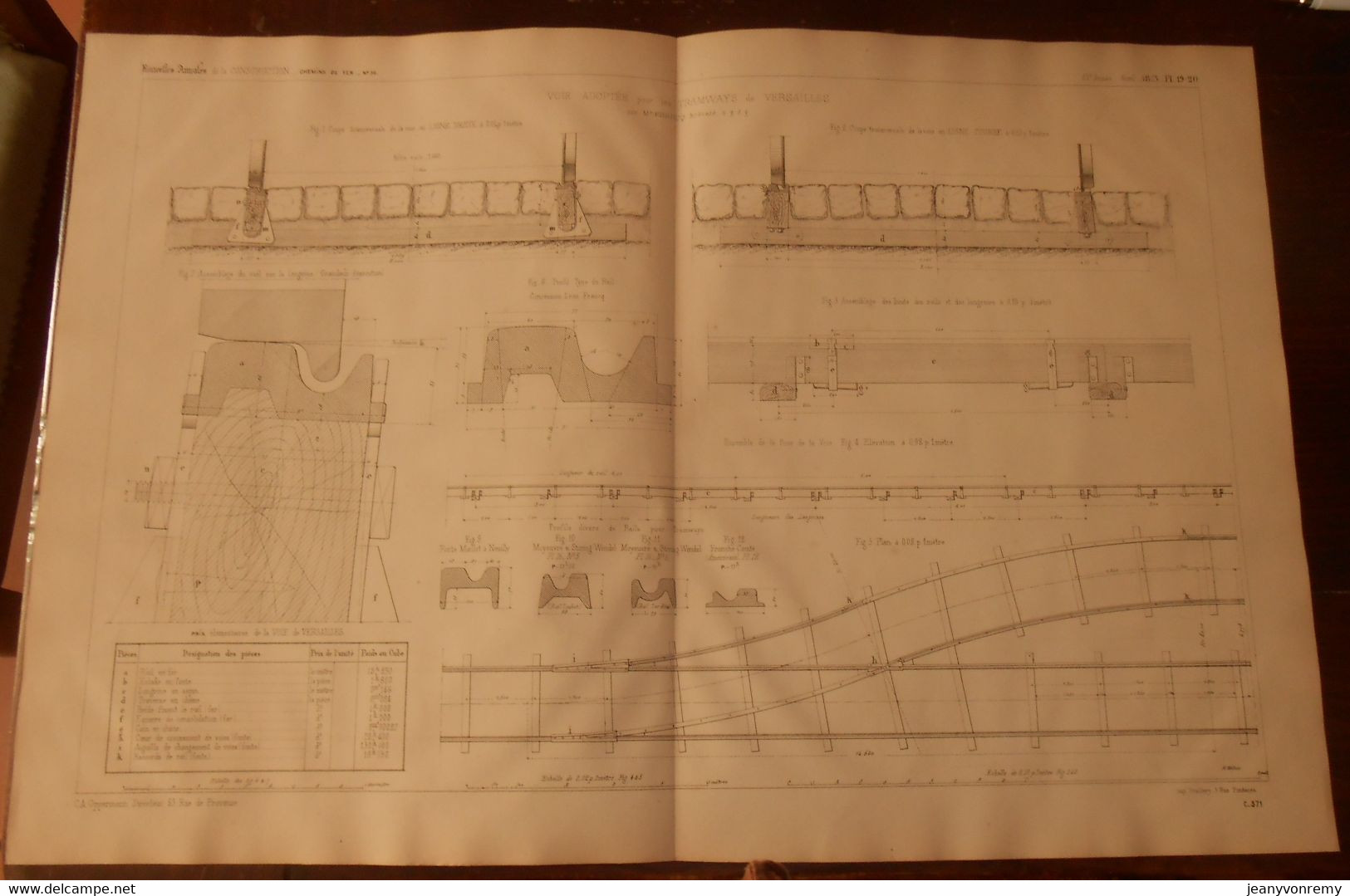 Plan De Voie Adoptée Pour Les Tramways De Versailles. Par M. Francq Breveté S.G.D.G. 1875 - Travaux Publics