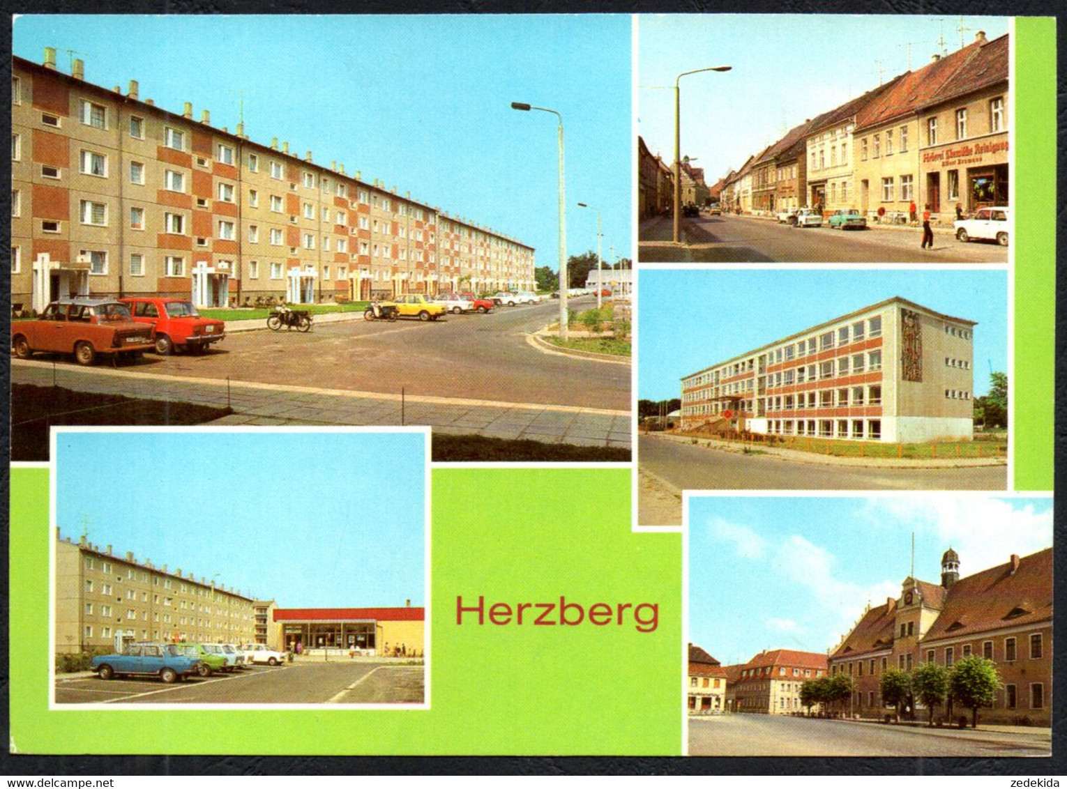 F8059 - TOP Herzberg - Neubauten Kaufhalle Schule - Bild Und Heimat Reichenbach - Herzberg
