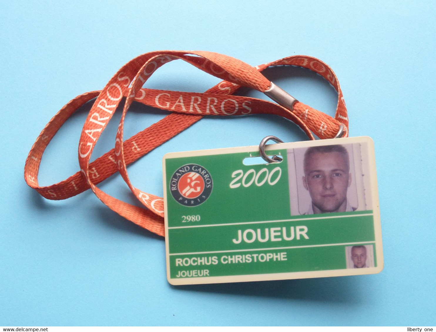 ROLAND GARROS 2000 Paris : CHRISTOPHE ROCHUS Belgium / Accreditation CARD / With ORIGINAL Lanyard / Cordon ! - Other & Unclassified