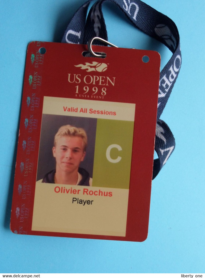 US OPEN 1998 - Player OLIVIER ROCHUS Belgium / Accreditation CARD ( See Scan ) With ORIGINAL Lanyard / Cordon ! - Andere & Zonder Classificatie