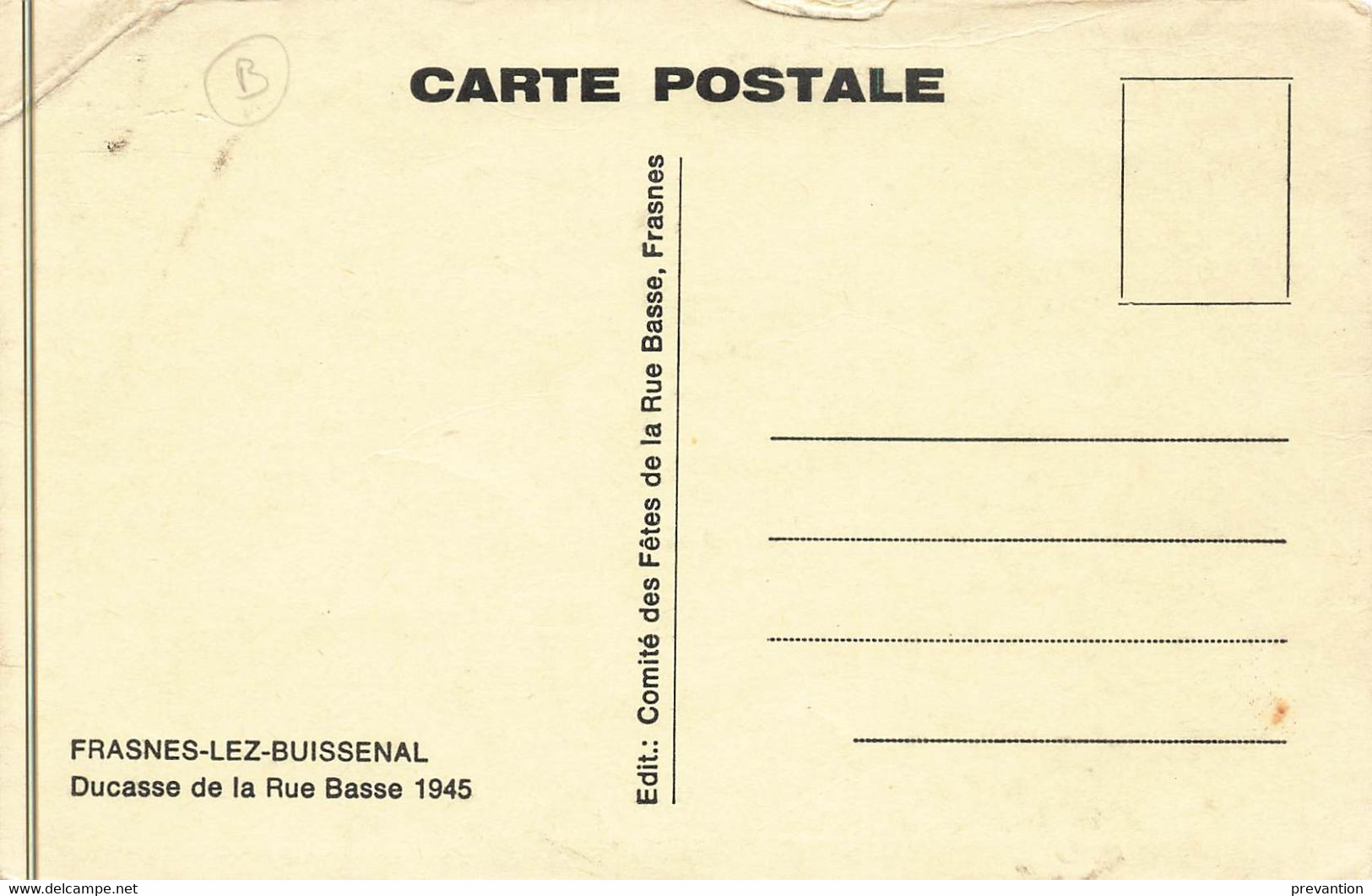FRASNES-LEZ-BUISSENAL - Ducasse De La Rue Basse 1945 (pli Coin Sup Droit) - Frasnes-lez-Anvaing