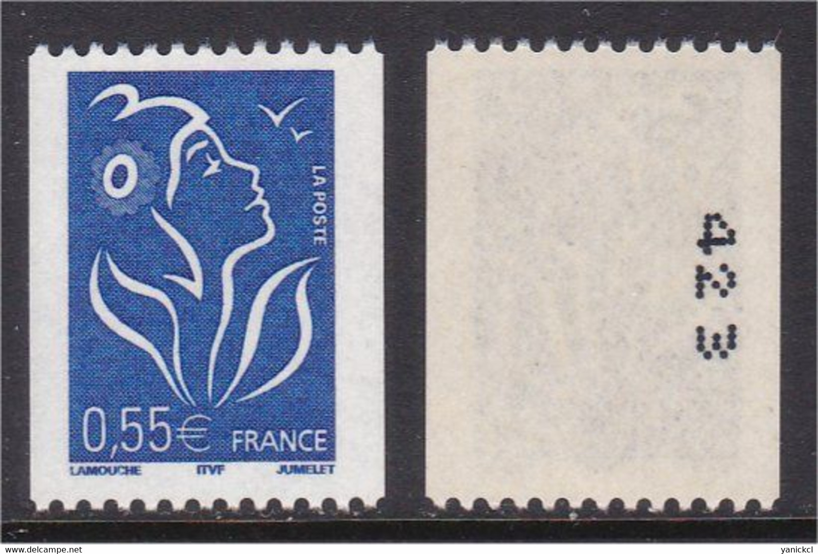 Marianne De Lamouche - 2005 - 0,55 € Bleu - Roulette Avec N° à Droite - Y & T N° 3807 - Nuevos
