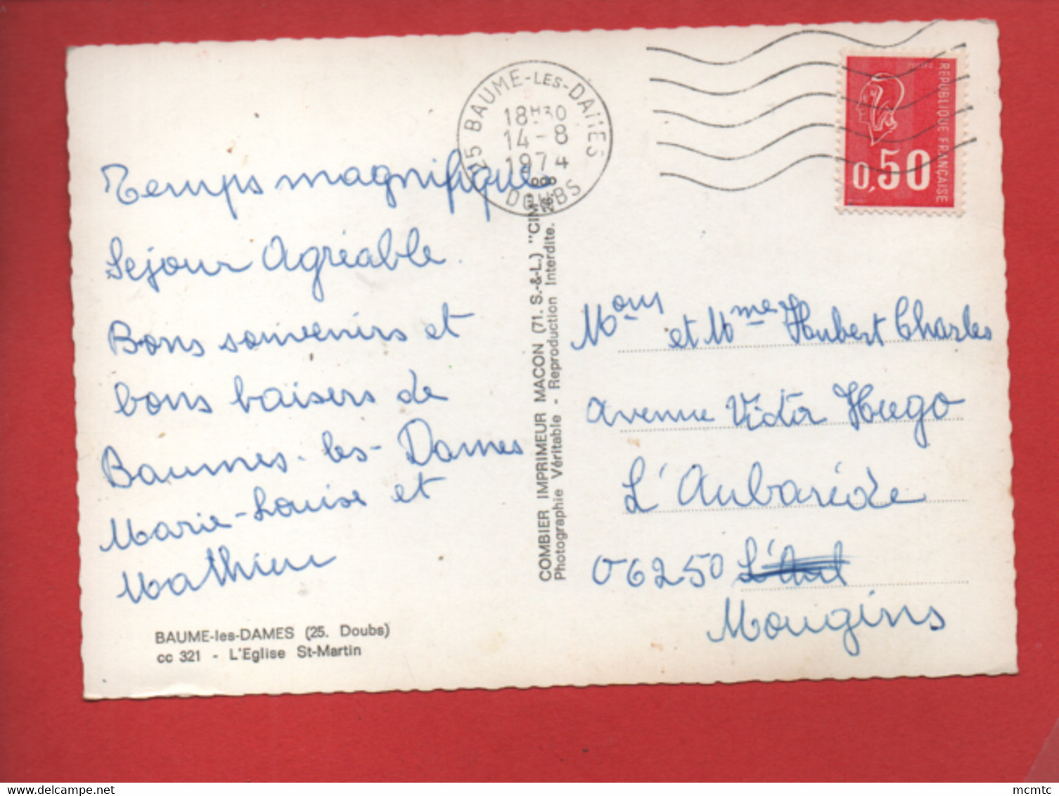 CPSM Grand Format -    Baume Les Dames  -(25. Doubs )  -  L'Eglise St Martin - Baume Les Dames