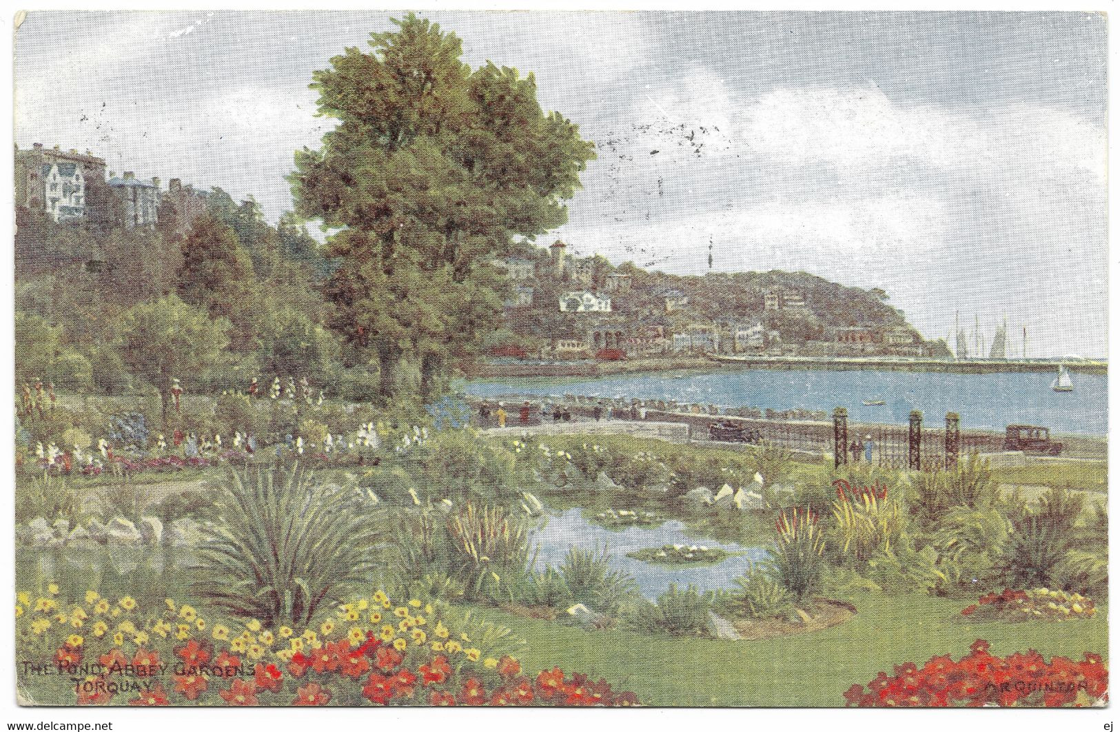 The Pond Abbey Gardens Torquay By A R Quinton Postmark 1954 - Salmon 3239 - Quinton, AR