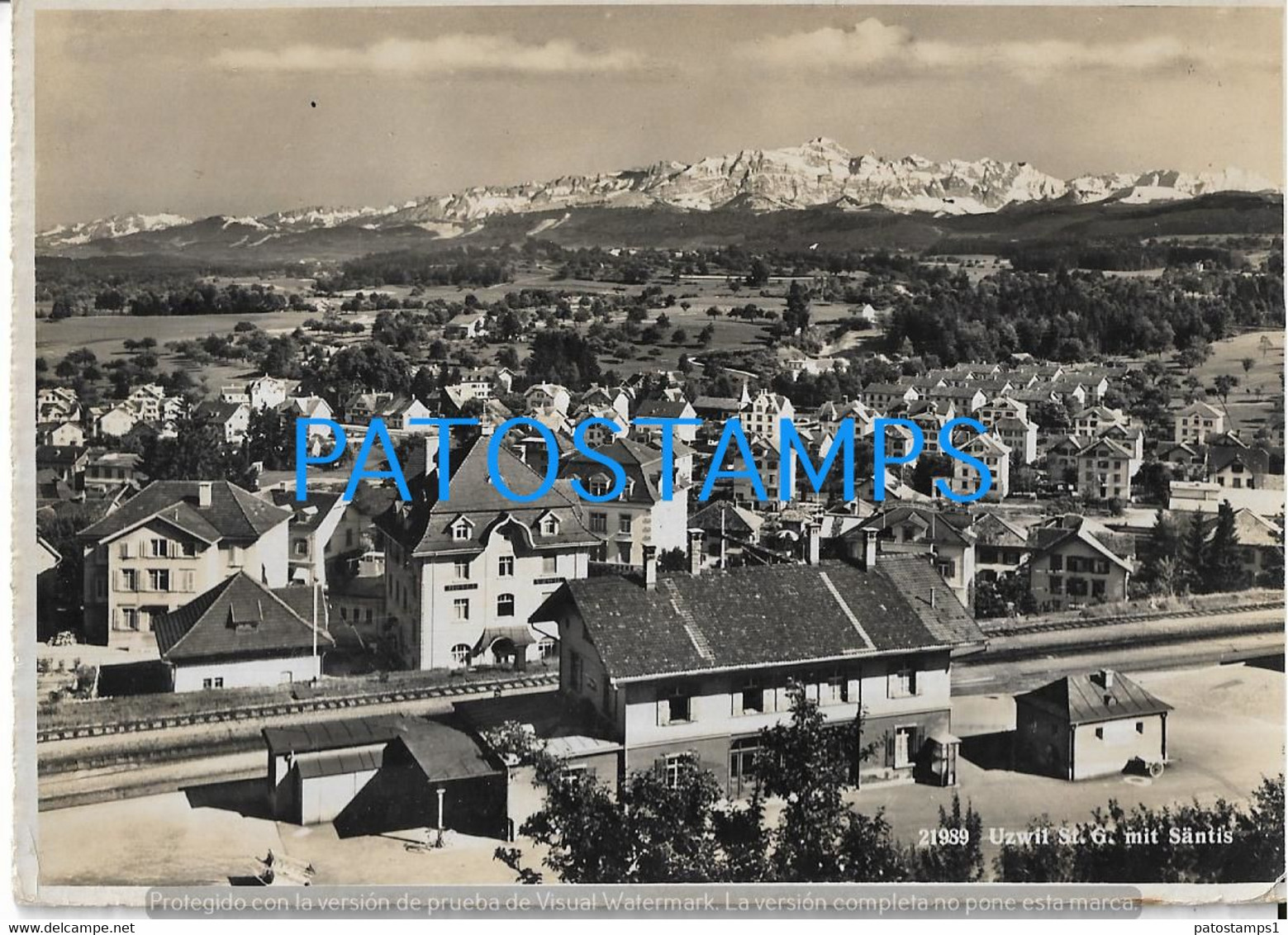 187401 SWITZERLAND UZWIL VIEW PANORAMA & RAILROAD CIRCULATED TO ARGENTINA POSTAL POSTCARD - Uzwil